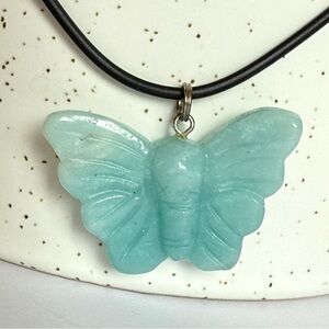 Vintage Artisan Amazonia Butterfly jStone Pendant Necklace